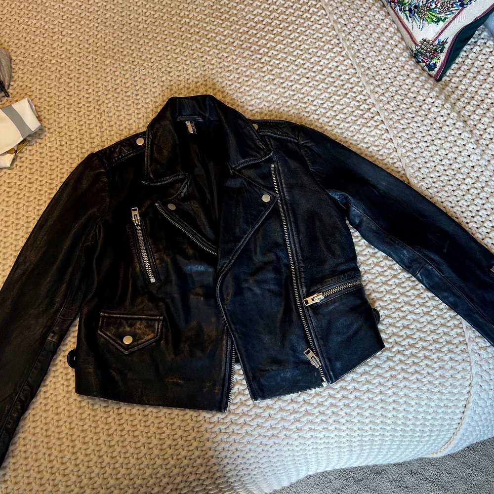 Topshop leather moto jacket